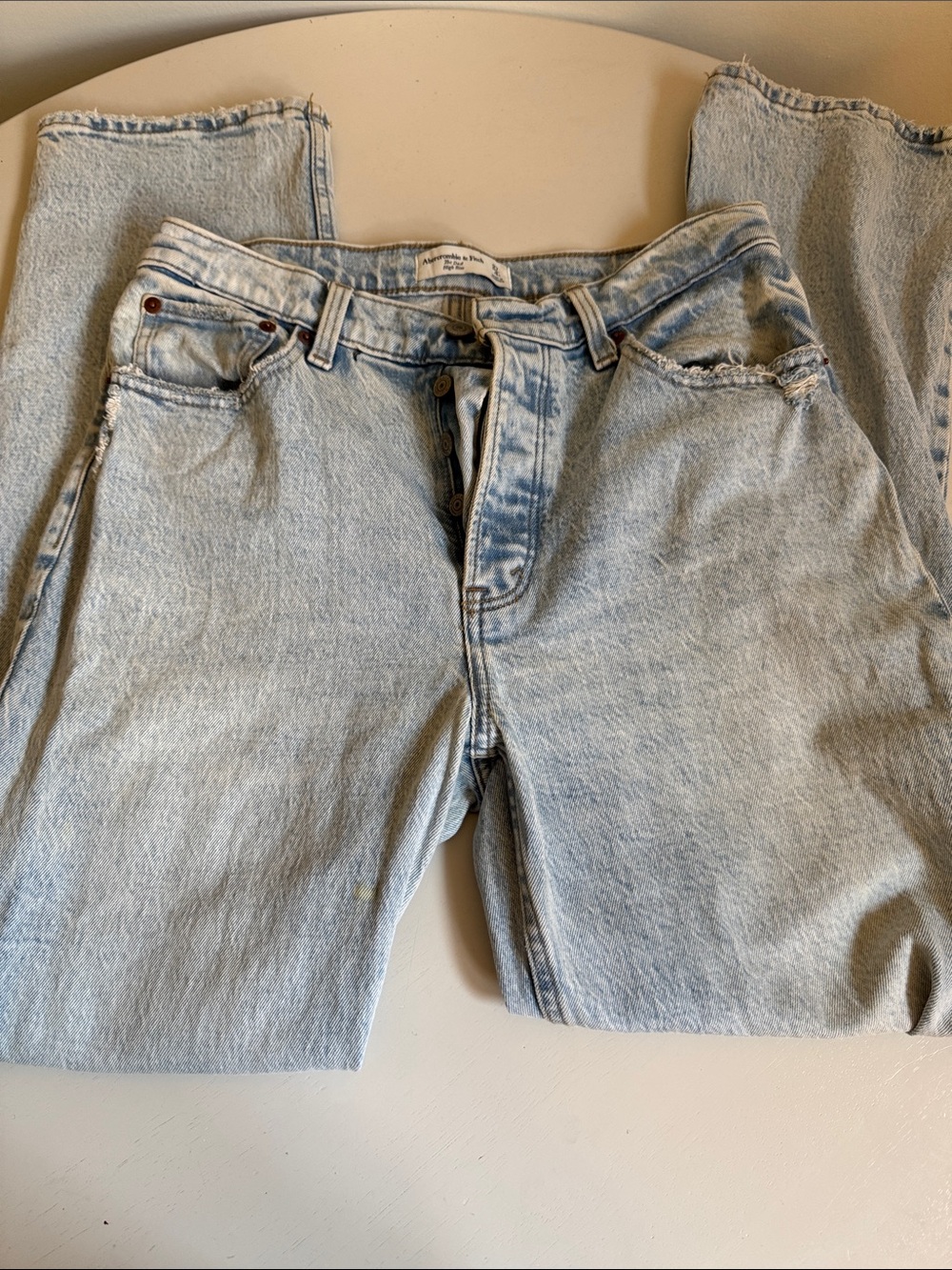 Abercrombie & Fitch Light Blue “The Dad High Rise” Straight Leg Button-Fly Jeans